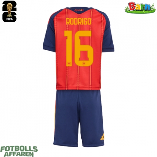 Spanien Rodri Hernandez #16 Hemmaställ Barn VM 2026 Kortärmad (+ Korta byxor)